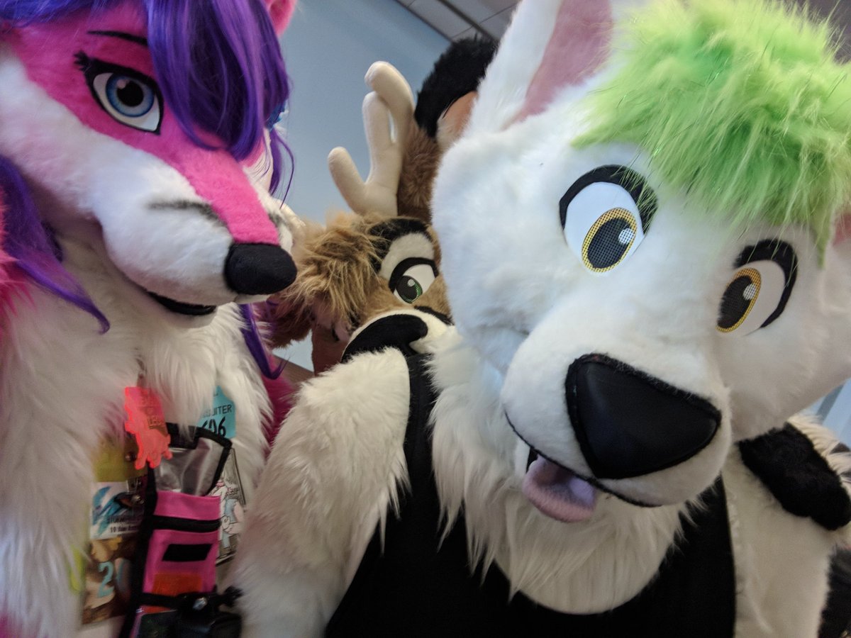 DolbyVixen's tweet photo. I don't remember the context behind this pic from #AC2018 but here, have a side salad @KevShepherd 🥗 and a sneaky deer @kinterdeer 🦌
✂️= @SSC_Costumes and @DontHugCacti
#furry #furryfandom #fursuit #fursuiter #fursuitanyday #fursuiting #anthrocon #furrylife https://t.co/yYWcNIYSEw