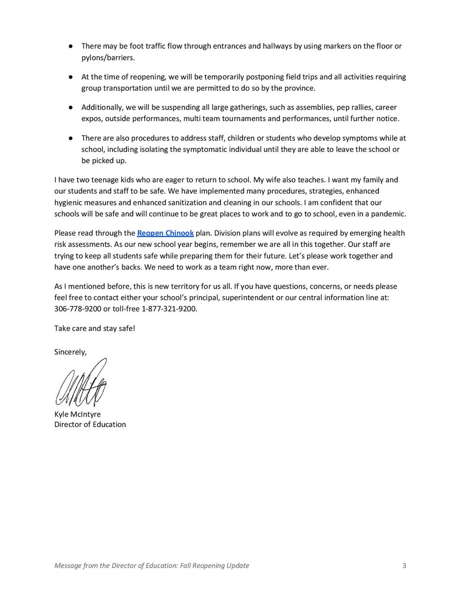 The Chinook School Division is releasing details of its reopening plan for students to return to school. The @ChinookSD has created a 29-page reopen plan that is available on its website.  chinooksd.ca/Pages/newsitem…
