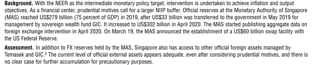 But it wasn't willing to explicitly criticize Singapore for excessive intervention or excess reserves? (the policy recommendations section on Singapore's excessive surplus also highlighted fiscal while ignoring fx policy)Come on ... there is an equality of treatment issue here