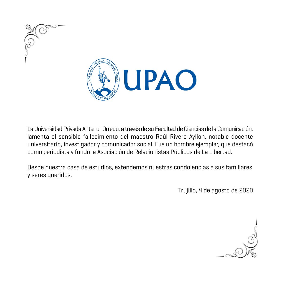 Descansa en paz, Maestro Raúl Rivero Ayllón.