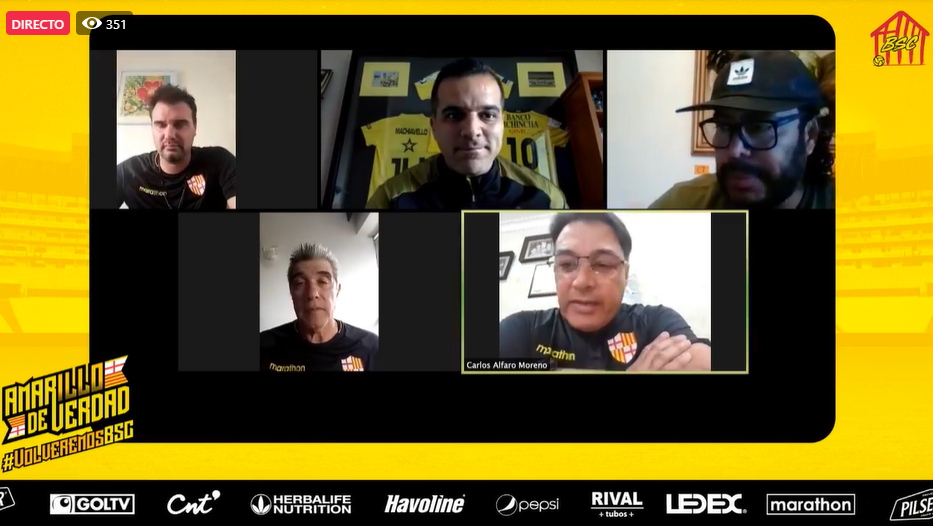 BarcelonaSC's tweet photo. Hincha #AmarilloDeVerdad, ya inició el #VideoChatBSC de René Higuita con nuestras @FormativasBSC 👦⚽️
Míralo en vivo ➡️ https://t.co/w1D0pM6iiH https://t.co/ztCvXl1MBS