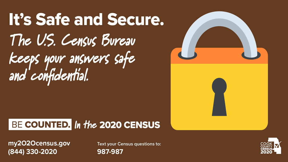 MWRDGC's tweet image. Answers provided to the U.S. Census Bureau are safe and confidential. Help bring thousands of dollars in essential funding into the community over the next decade. Visit My2020Census.gov to complete your Census today. #EachOneReachOne #CookCountyCensus #MakeILCount