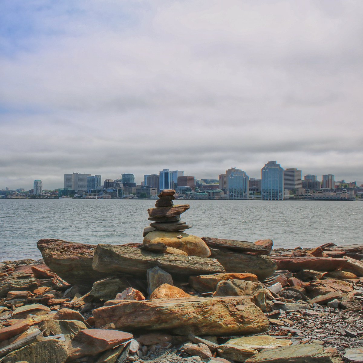 dragonflyhiker's tweet image. Halifax across the harbour #cityscape #skyline #inuksuk #Halifax #NovaScotia #Canada