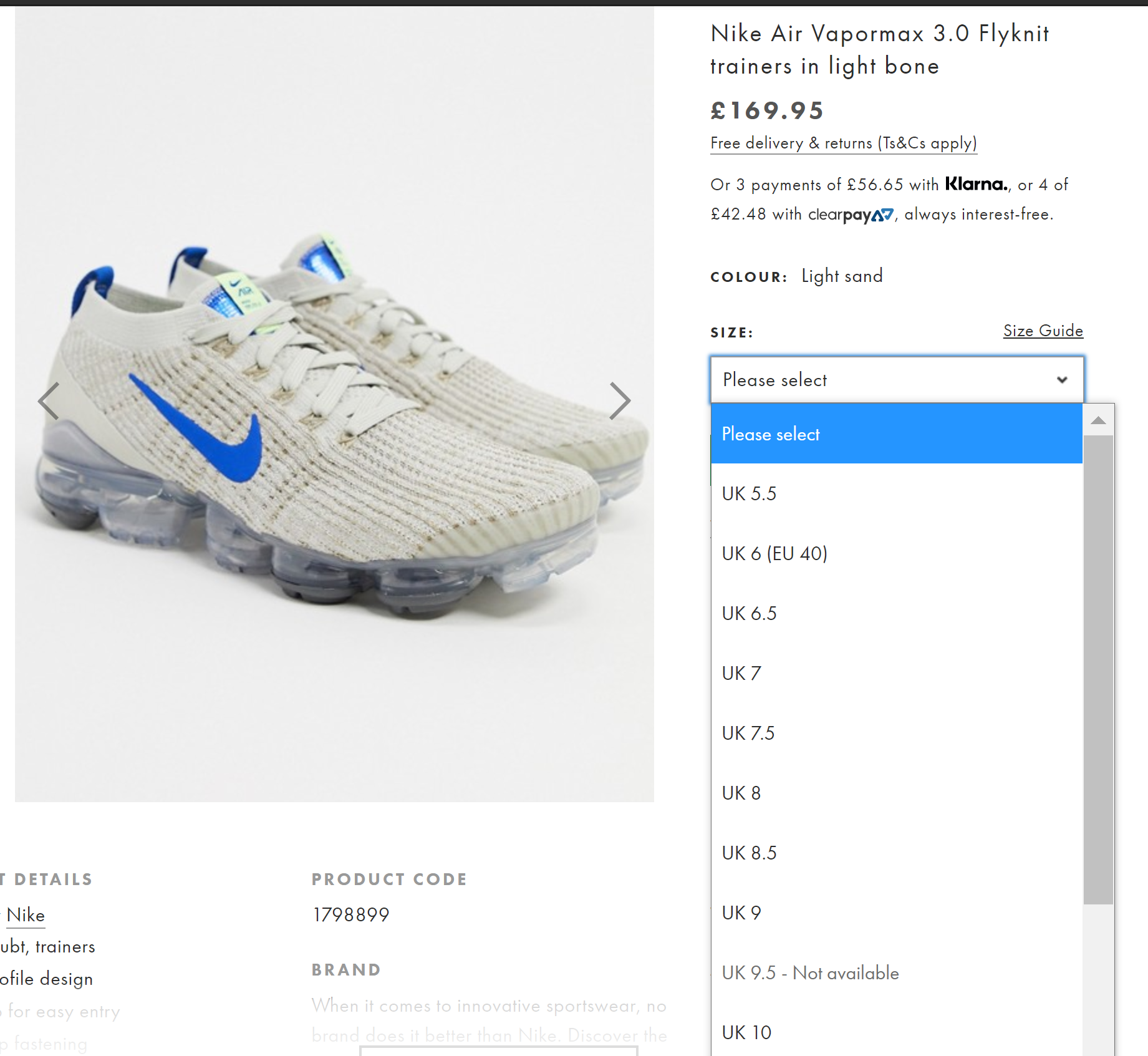 nike vapormax light bone