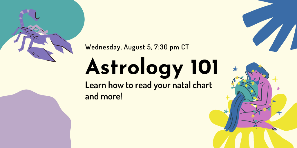 skokielibrary's tweet photo. Get a fun overview of #astrology, including planets, houses, and sun, moon, and rising signs!

Join us and @jezlayman online for Astrology 101 this Wednesday (8/5) at 7:30 pm CT: https://t.co/kbFGdGlyRo

#astrologyposts  #horoscopes #natalchartreading https://t.co/kPtHZatS11
