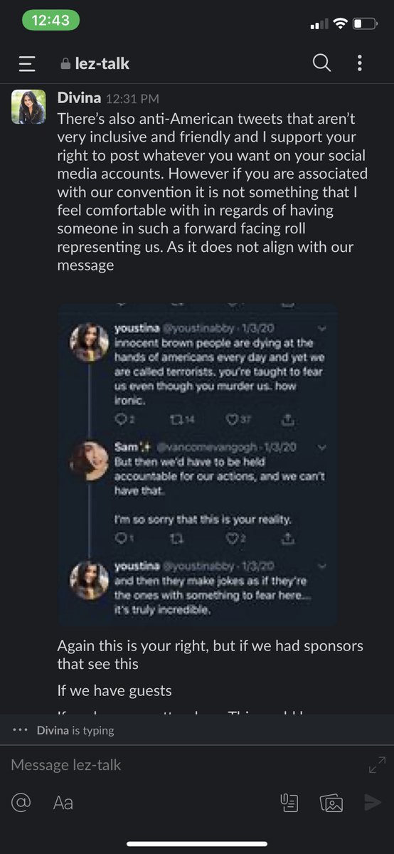 - threatened. I was terrified & I was sick of seeing my people be murdered for no reason. And I was called Anti American for it. And then she had the nerve to say I was the one being a bully and being emotionally abusive. LOL. (Thank you to staff member B for defending me)