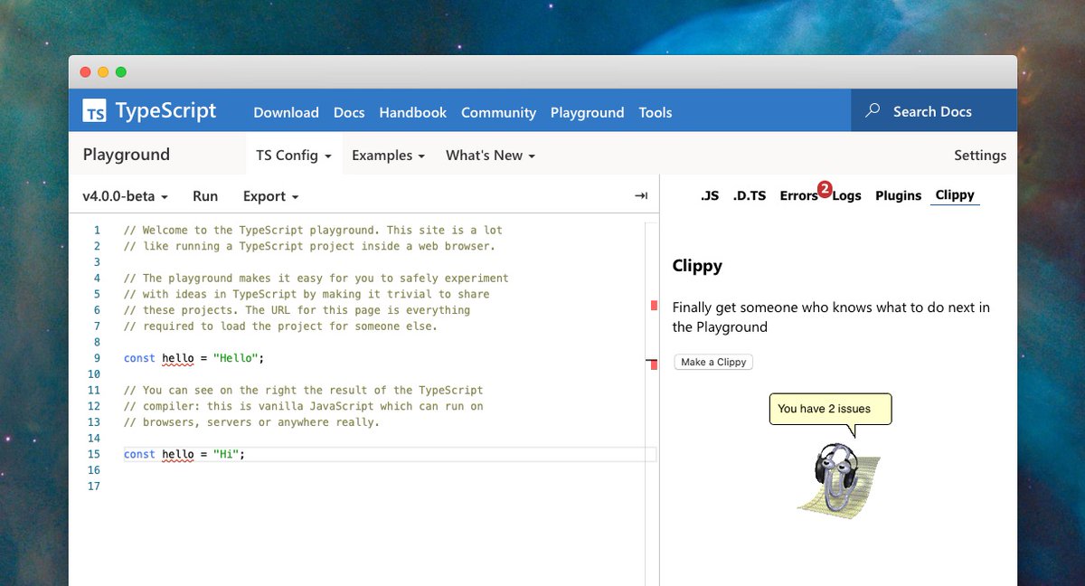 typescript's tweet image. New site, who ‘dis? 
 
Today we've launched the new TypeScript website and branding, find out what's new by @orta on the TypeScript blog:
- devblogs.microsoft.com/typescript/ann…
- typescriptlang.org