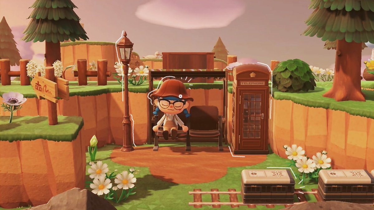nylremm's tweet photo. so i rebuilt my entrance and i’m very happy with it so far! here’s a little sneak peek of my work in progress during golden hour :) still gotta decorate here and there 🍂🍃

#acnh #AnimalCrossing https://t.co/zCmkAB7Rry