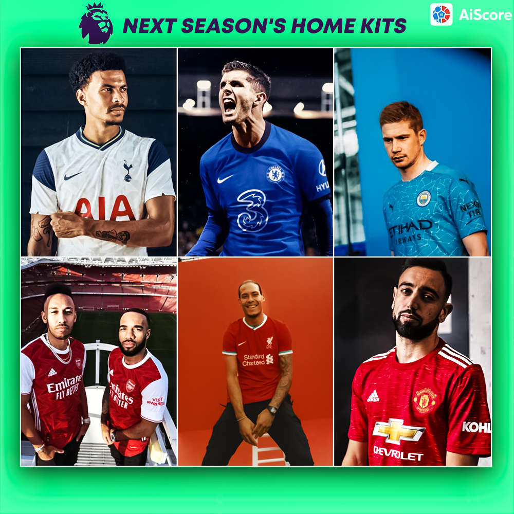 aiscoreofficial's tweet image. Premier League Next season's home kits  

which one is your favorite?! 

#PL #PLUSA #PremierLeague #CFC #MCFC #LFC #AFC 
#SPURS #MUFC #CHELSEA