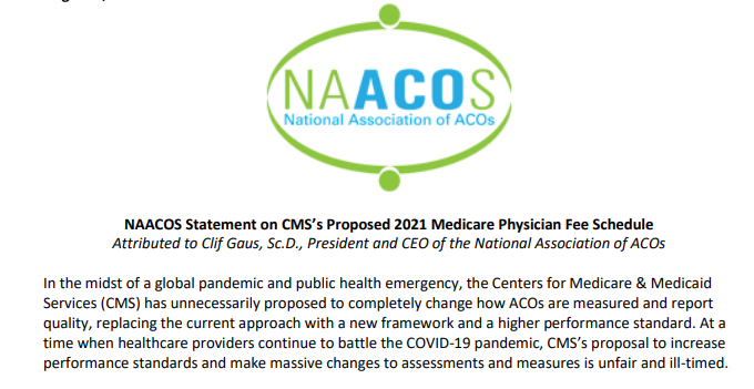 NAACOSnews's tweet photo. Late yesterday, @CMSGov proposed a new way to measure and report quality for ACOs. In reaction, @NAACOSnews issued a statement, which is linked below.
https://t.co/qF2ktXRt0O https://t.co/DuoB2YQgJa
