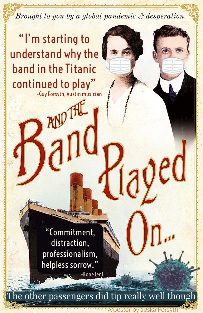 JeskaBailey's tweet photo. Will Bad Government Sink COVID-19 America Like It Did the Titanic?
Here’s a glimpse into what Guy Forsyth & I consider hilarious humor lol.
Hope everyone’s having a good day!!
#pandemicplayers #pandemic #musician #musicians #music #singersongwriter #guyforsyth https://t.co/3ElRXhB9rY