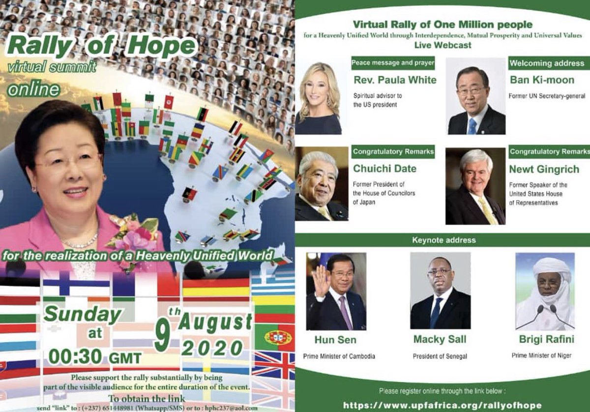 IAYSP_Gh's tweet photo. IAYSP Ghana invites you to the Online Rally of Hope to Advance the Firm Establishment of a Heavenly Unified World, on Sunday 9th August at 1am GMT,      Registration Link: https://t.co/pe7zoX68f1 @nakeeyat @KingTegha @Sympathy2222 @staceyfru https://t.co/iZFP64aj5x