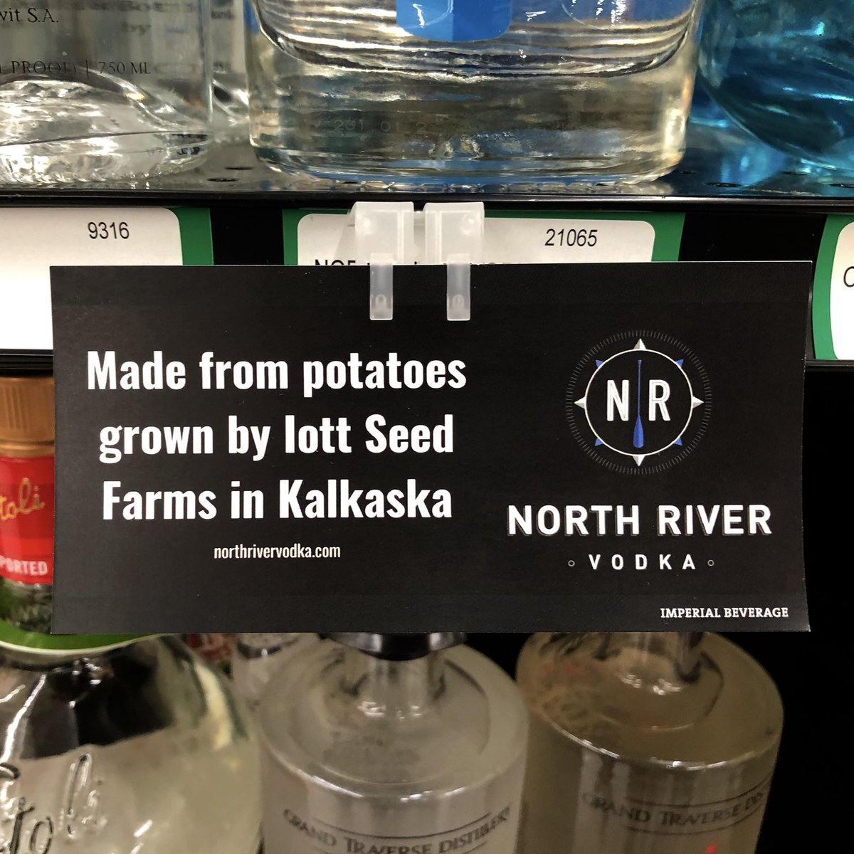 We're proud of where we're from. You'll see this sign at Northland Food &amp; Family Center and Saco's Shoppers Save in Kalkaska (and likely other places in the area soon).

North River Vodka: Michigan's True Spirit™. Please ask your favorite store, restaurant or bar to carry us.
