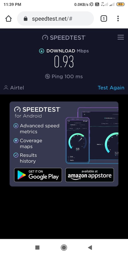 VinaySagarShukl's tweet photo. At the time when @airtelindia Planning for #5G , even its #4G network is not working properly .
Take a look at @Speedtest which show's speed below #100kbps please solve the issue in our area @airtelnews @Airtel_Presence @airtelindia https://t.co/EEFuFpZwGU