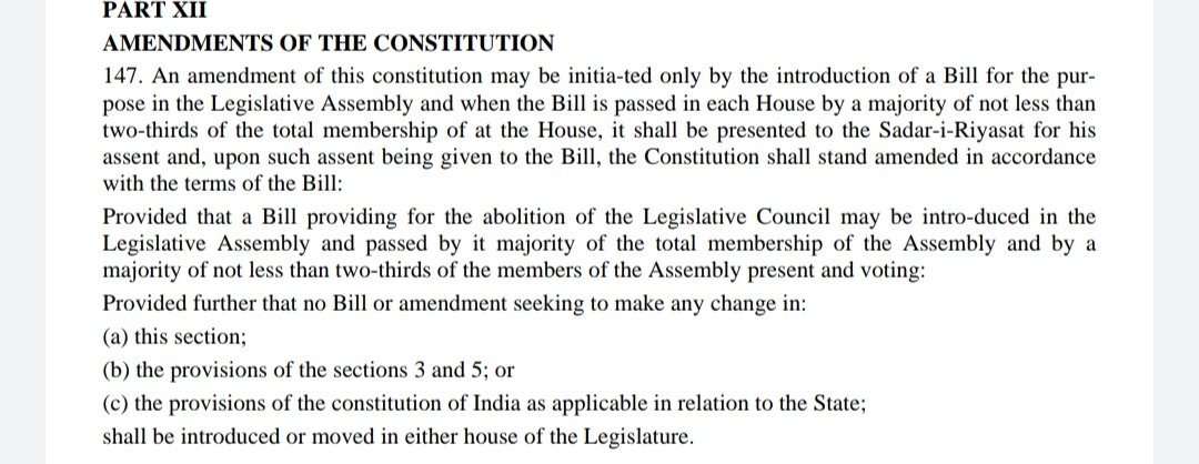 143/162And finally we have 147, the final section. This one pertains to amendments and prohibits the State Legislative Assembly from amending any of the 3 aforementioned sections: 3, 5, and 147 itself.