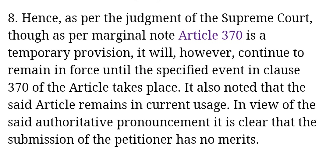 154/162The very next year came yet another affirmation in the shape of an Apr 11 judgment in the Kumari Vijayalakshmi Jha v. Union of India case. This one was in the Delhi High Court under Justice Jayant Nath. https://indiankanoon.org/doc/153910827/ 