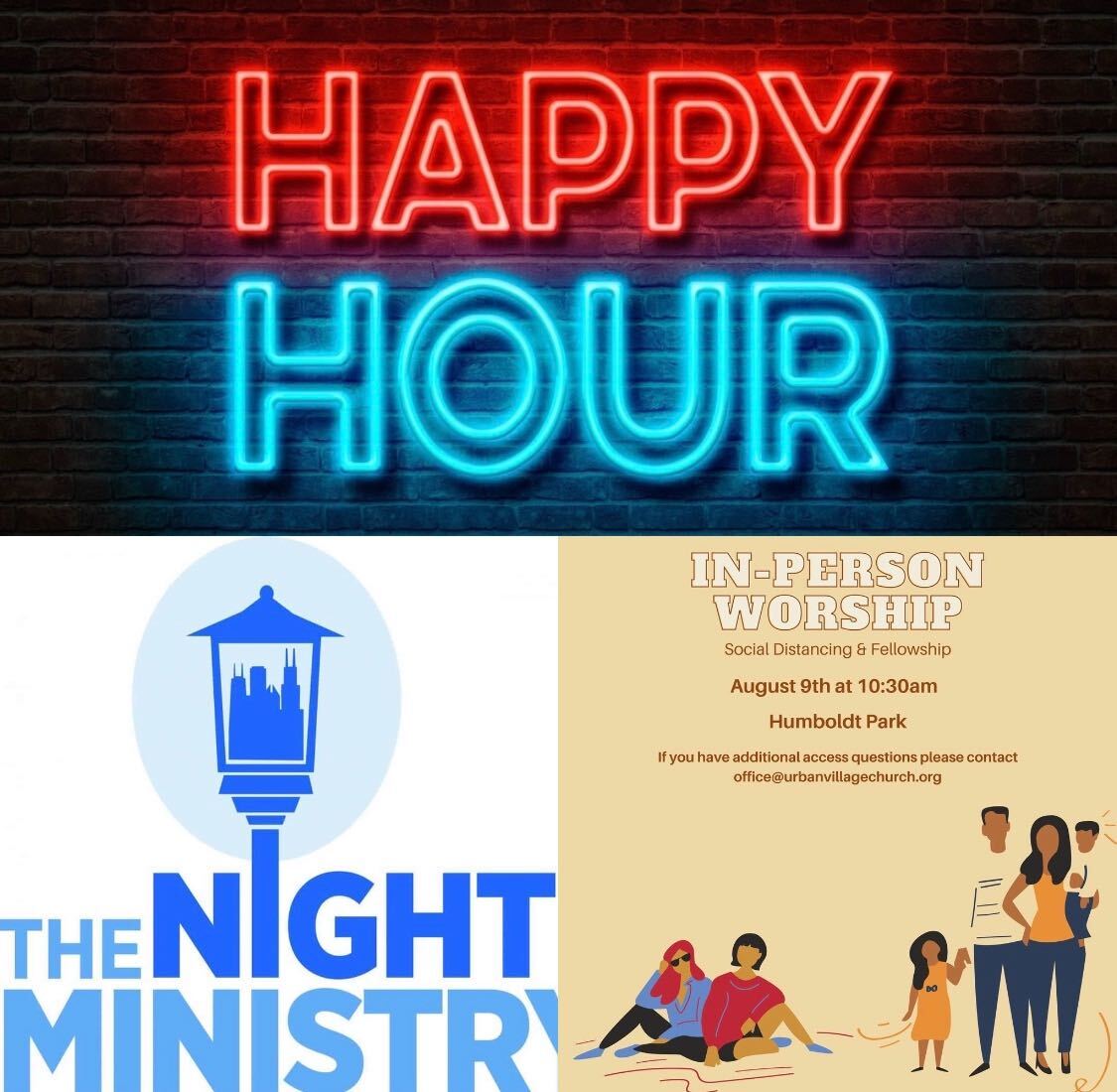 Upcoming Events with UVC: 
In-Person Worship, Happy Hour &amp; The Night Ministry. Check out or Facebook events page for more information. 
facebook.com/pg/uvchurch/ev…
