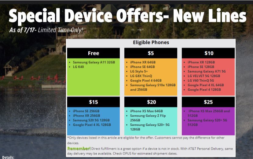 Here are some of our special device offers on new lines with unlimited plans