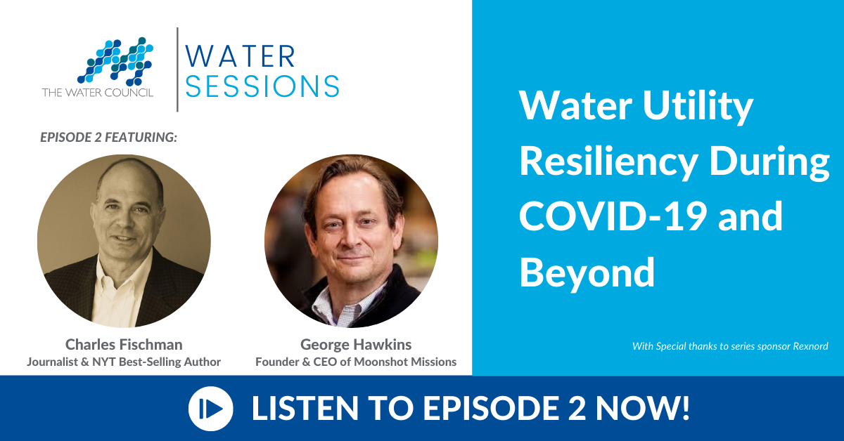 TheWaterCouncil's tweet photo. Out now! @MoonshotWater @GeorgeHawkinsDC talks all-things #water #utilities with @cfishman, including the monumental impact of #COVID-19 and optimism for the future despite infrastructure & funding challenges. https://t.co/AUyULLarLM
#WaterSessions #WhereWaterWorks #Podcast https://t.co/L7XbOQPYtG