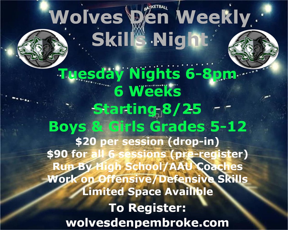 WolfPackHoops's tweet photo. Starting 8/25 the Wolves Den will host a 6 weekly skills night Tuesdays 6-8pm. Open to Boys and Girls Grades 5-12. Intense but fun workout designed to improve all aspects of your game. Spots are limited. For more info or to register https://t.co/uEgkM5g3RN https://t.co/ooWvnNlTV6