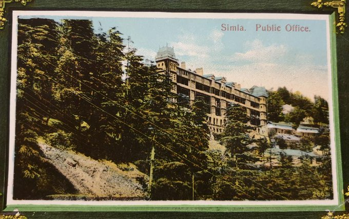 __Interfaith__'s tweet photo. For followers with an interest in #India, here is a #postcard of the Public Office in #Simla / #Shimla, the capital of the northern Indian state of #HimachalPradesh. The postcard could be over 100 years old!
#IFMPC #deltiology #postcards https://t.co/m1ic9yTeim