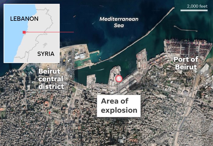 so now let’s check the news and see what the official explanations sayUSA Today’s reporting seems to want to focus on the history of violence in Lebanon, and vastly underestimates the blast radius