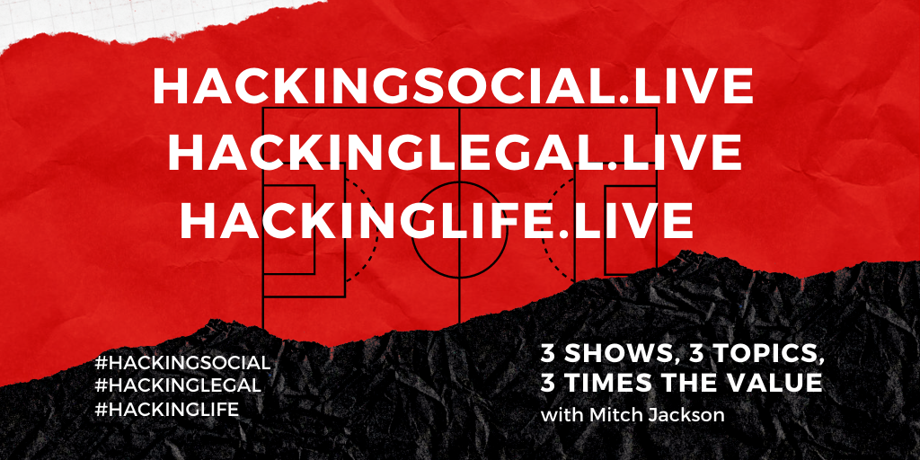 mitchjackson's tweet image. There&apos;s a lot going on with my #HackingSocial, #HackingLegal, and #HackingLife video shows. You can see a list of past and upcoming guests/shows here streaming.lawyer/hacking/
