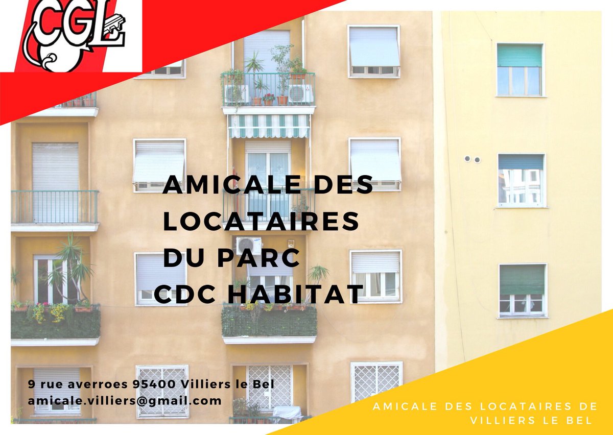 BilongoCarlos's tweet photo. « Amicale des locataires de Villiers le bel »
Elle est affiliée à la CGL - Confédération Générale du Logement 
Elle a pour objet la défense, l’information, la formation, l’organisation collective, et la représentation des locataires du parc locatif de CDC HABITAT https://t.co/H0OtWS9tSp