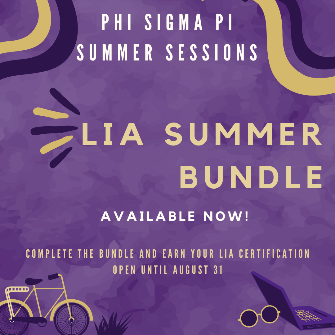 phisigmapi's tweet photo. Earn your LiA Certification by completing this special offering. Included in this bundle are Professional Etiquette, Diversity, Equity & Inclusion webinars, Virtual Facilitator Training, On-Demand Modules and LiA Challenges.
Register: https://t.co/goSeEUy9Cs #pspleadership https://t.co/03P8FModQs