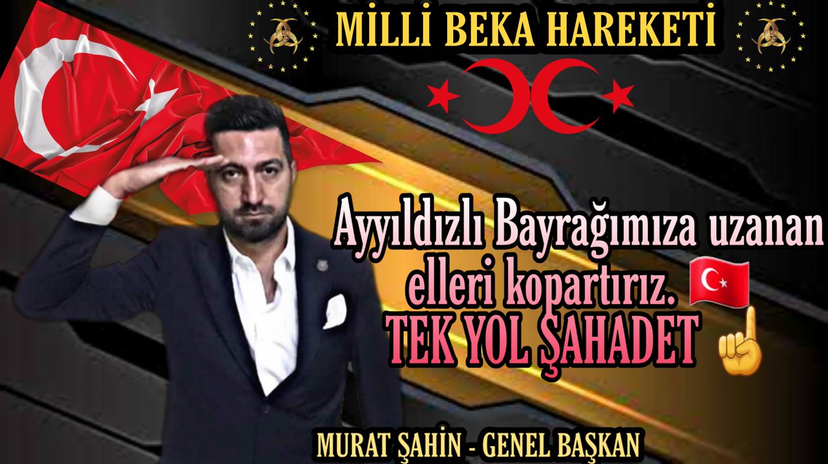Ayyıldızlı Bayrağımıza uzanan elleri kopartırız. 🇹🇷

TEK YOL ŞAHADET ☝️
<a href="/muratsahin2023/">Murat Şahin</a> 
<a href="/millibeka/">MİLLİ BEKA HAREKETİ 🇹🇷</a> 
<a href="/MilliBeka002/">Milli Beka Hareketi</a> 
<a href="/mbhistanbul/">Milli Beka Hareketi İstanbul</a>