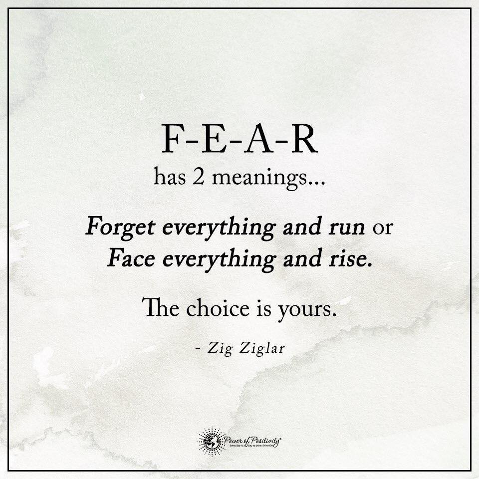 Great quote on fear and how we can choose to see it