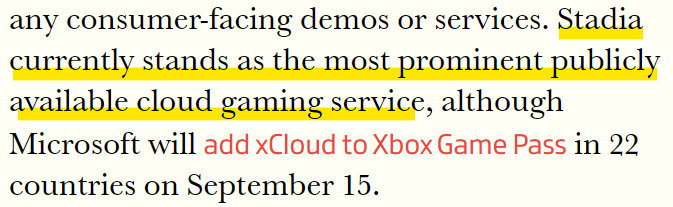 MM2K's tweet photo. The following's from https://t.co/FW3trROCjb. Everytime I give em estimates of where #Stadia stands they laugh, but then get disproven. As Ive said, Stadia is THEE #CloudKing atm. The inclusion of retail xCloud will make things interesting, especially when they go to more screens https://t.co/os5ywoorfj
