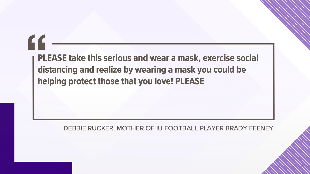 The mother of #iufb incoming freshman offensive lineman Brady Feeney from #StLouis is pleading with people to take #coronavirus seriously as her son battles serious health problems from #COVID19. He tested positive while working out with the team. Story at 6 pm on <a href="/WTHRcom/">WTHR.com</a>