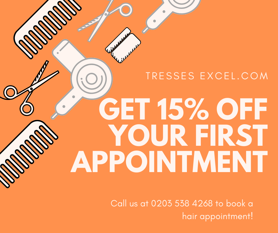 ExcelTresses's tweet photo. Try Tresses Excel Hair Salon with a great saving on your first appointment. Our new clients receive a complimentary 15% discount. 

#discount #saving #hairstyles #kilburn #london #beauty https://t.co/pKmYtCPuuH