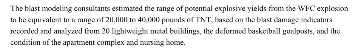 csb estimates the blast force of the West TX explosion to be about 20-40 tons of TNT