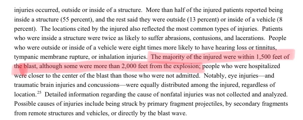 the csb report on the West TX fertilizer plant estimates about 270 tons of fertilizer was involved in the explosion the blast radius was about 1500-2000 feet