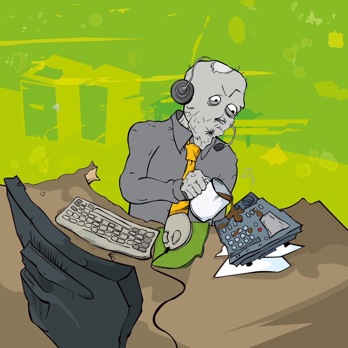 officezombies's tweet photo. Phone support #officezombies #zombies #office #wfh #callcentre #work #coffee #brains https://t.co/TPtijoIeEb