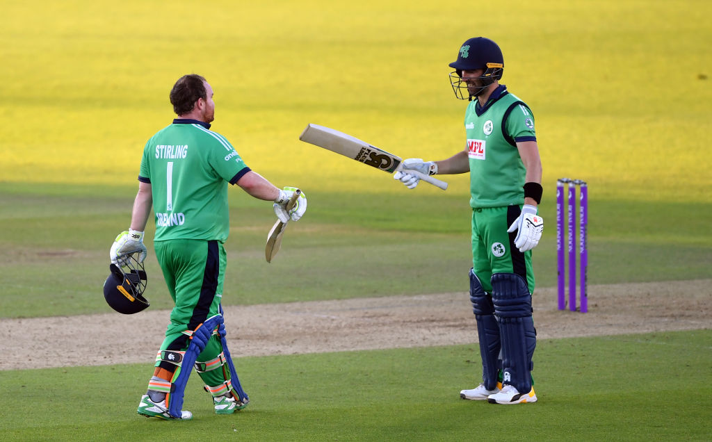 Ireland batsmen-Paul Stirling and captain Andrew Balbirnie against England.