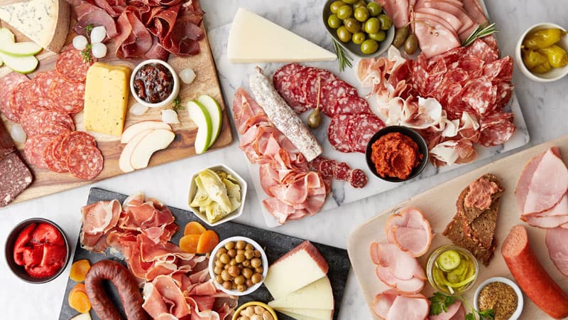 Charcuterie is derived from the French words for flesh (chair) and cooked (cuit). The word was used to describe shops in 15th century France that sold products that were made from pork, including the pig’s internal organs.