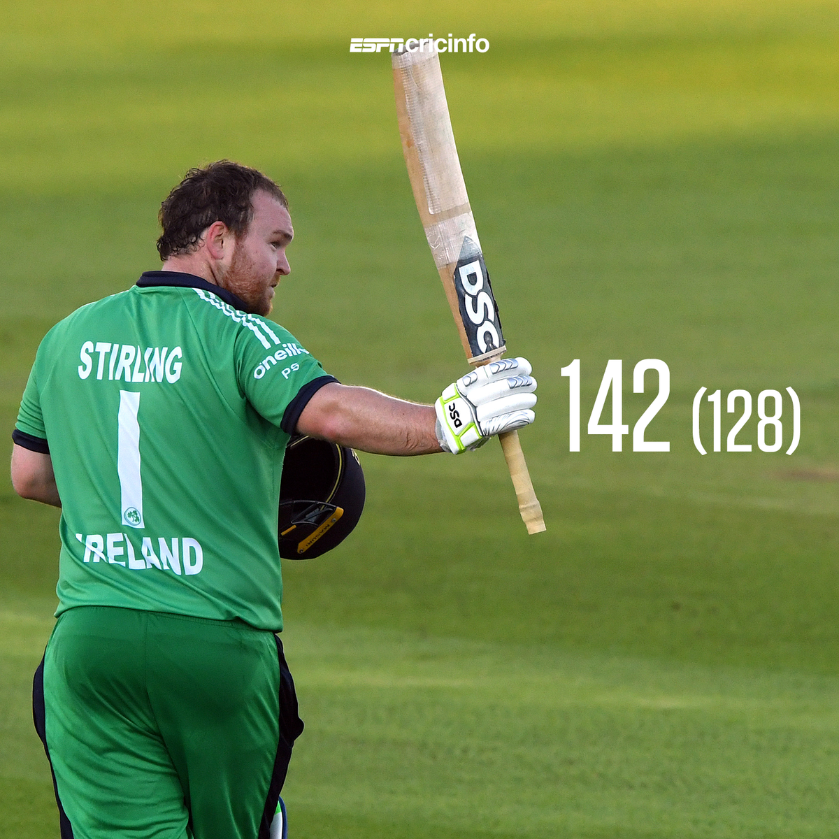 cricinfo's tweet photo. A stellar knock from @stirlo90 comes to its end as he's run out for 142 - he's just made Ireland's highest individual score against England 👏

https://t.co/fXXHtVPLU7 | #ENGvIRE https://t.co/HojNGi7IdP