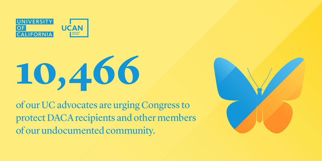 UofCalifornia's tweet photo. 10,466 advocates joined us in calling on Congress to pass legislation to protect #DACA recipients – we’ve delivered that pledge to Congress! Thanks to all who continue to stand with us in our fight for what’s right! Here’s what we delivered: https://t.co/UDzWWpY6jV #UCDACA https://t.co/fylGmIgiie