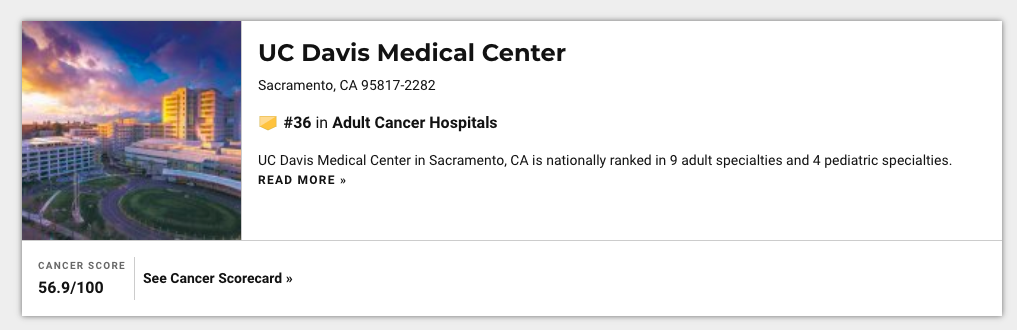 Congrats to our amazing UC Davis Cancer <a href="/UCD_Cancer/">UC Davis Comprehensive Cancer Cent</a> for such a high ranking amongst all Cancer Centers in the US! We beat out some top notch competition including Duke &amp; UCSD health.usnews.com/best-hospitals… <a href="/ucdavis/">UC Davis</a> <a href="/UCDavisHealth/">UC Davis Health</a> #cancer