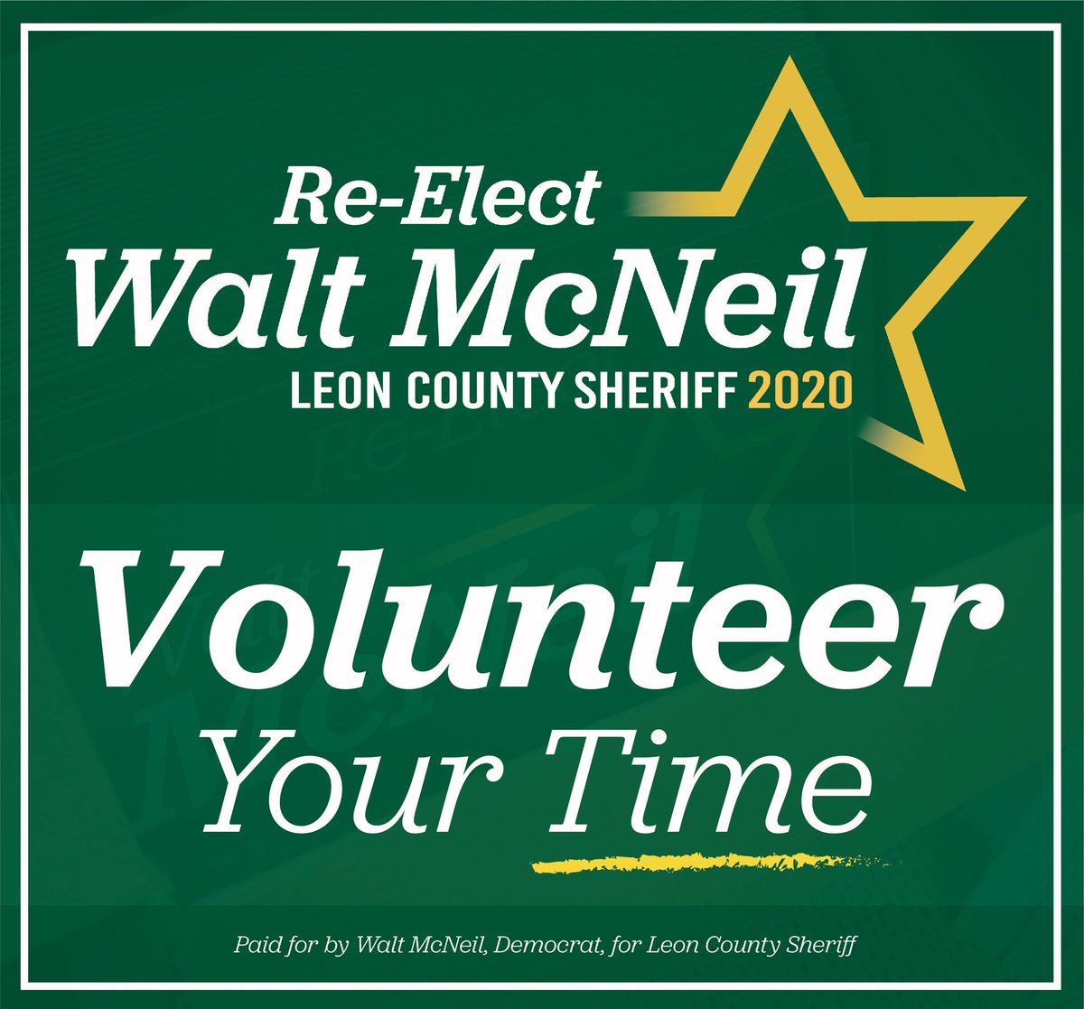 Early Voting is in full swing, and we need your help! Volunteer with the campaign to wave signs at polling locations throughout Early Voting! It’s time to be #ALLin for Sheriff Walt McNeil!

Volunteer Sign Up: bit.ly/McNeilforSheri…