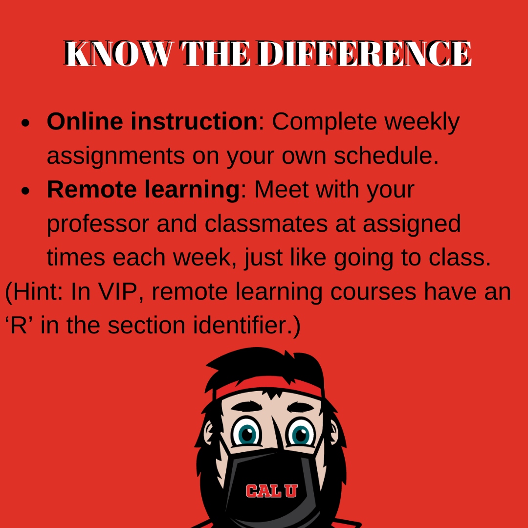 PennWCalifornia's tweet photo. Know the difference between online classes and remote learning. Contact the Success Center at successcenter@calu.edu for help to get ready for the semester. https://t.co/zIEFSDRaMG