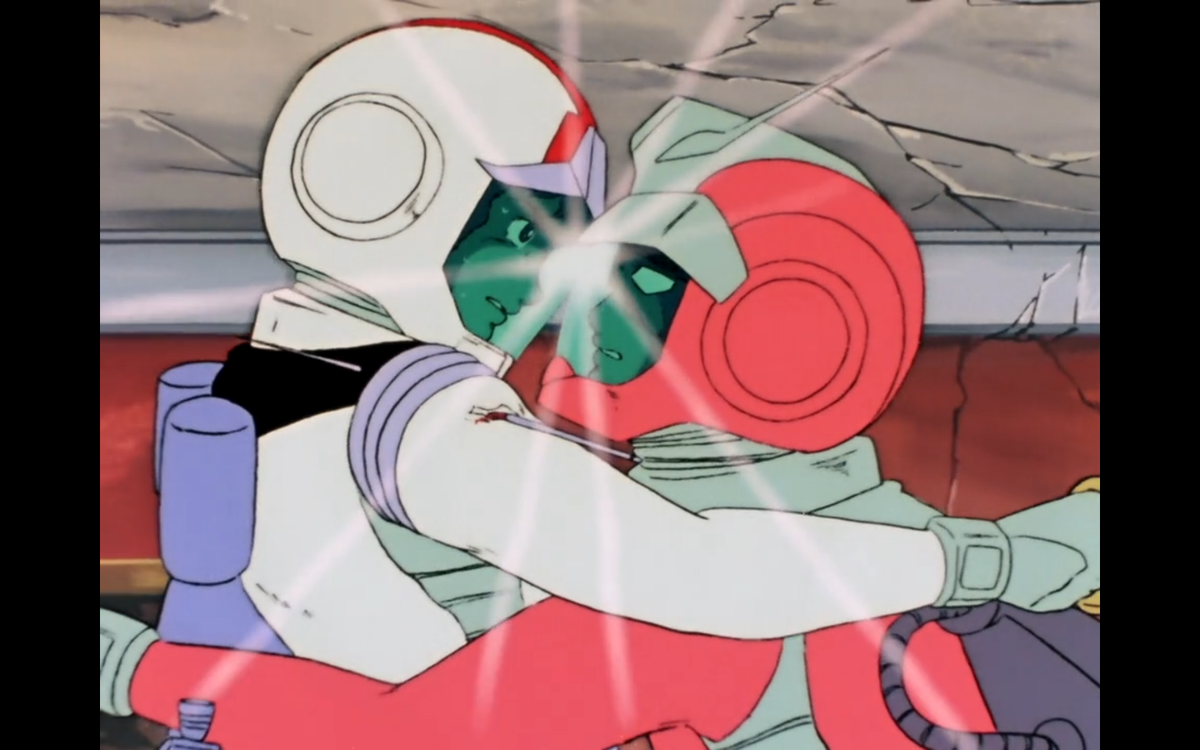 Also im never going to forget this moment. Where there thoughts basicly overlap and they speak mind to mind. Where amuro sees it how it is at heart and how this simply cant be okay and char being logical and more using his brain to think about it, that it simply ended up likethis