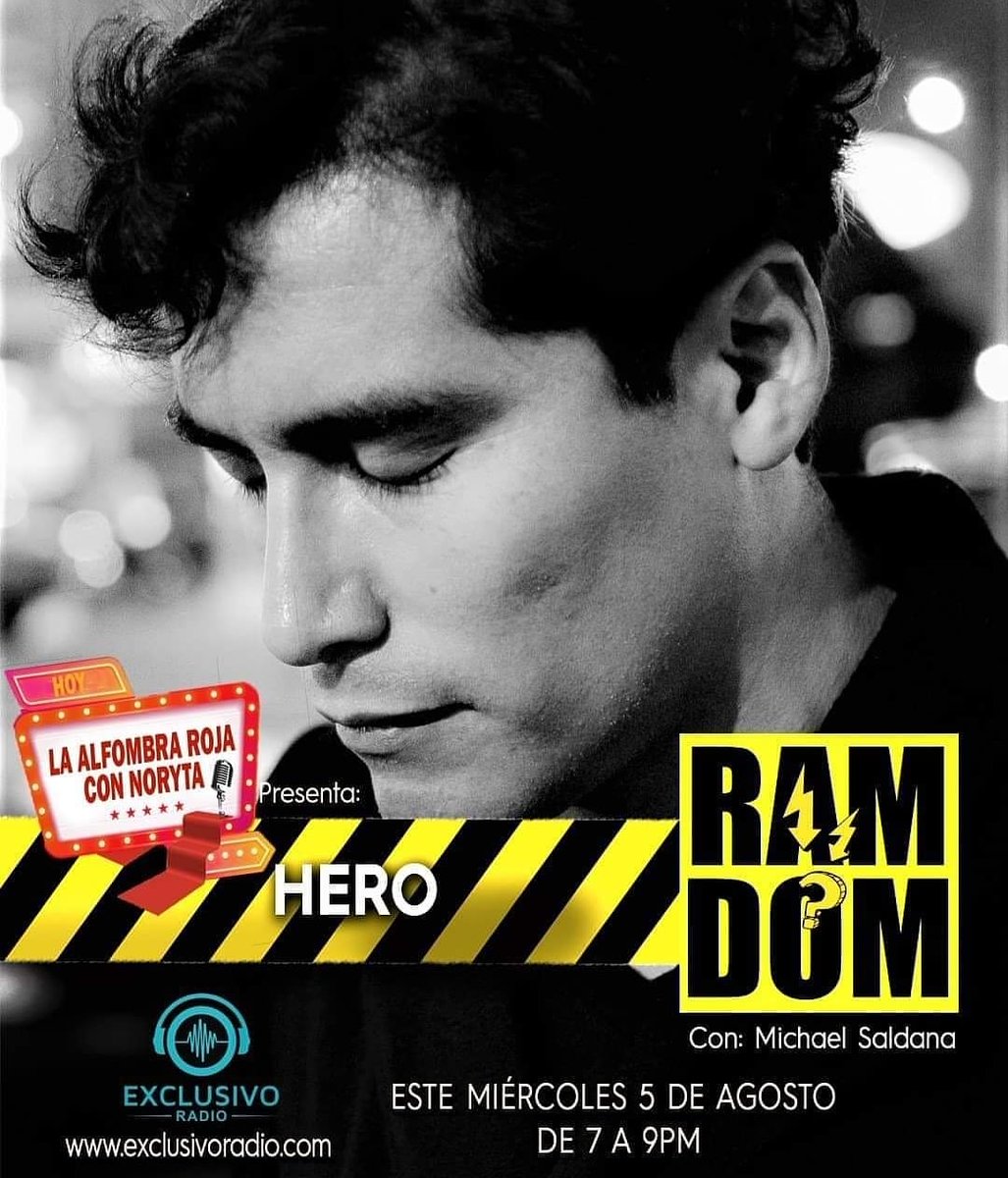 correcaminosof1's tweet photo. Este Miércoles de 7 a 9pm en LA ALFOMBRA ROJA CON NORYTA en EXCLUSIVO RADIO https://t.co/vtU9kcUMGd en el bloque RAMDOM tendrá de invitado a HERO músico y productor musical quien nos contará a cerca de su producción inédita, compartirá su música  con nosotros https://t.co/fXG5YFIdjG