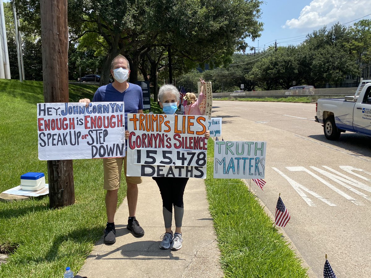 ciaobird's tweet photo. Can’t trust John Cornyn. Vote him out! Protest Week 182 #TuesdaysAtCornyns #Houston office. #GoodTrouble #WhyIMarch #SilenceIsNotAnOption #BlackLivesMatter #ComplicitCornyn #VisibleIndivisible #StandOnEveryCorner #VoteForOurLives #HOU https://t.co/dQ62bFYPwX