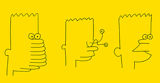 itsnicethat's tweet photo. From the archive 📚: Works of Bart: Ken Kagami's multiple, slightly mad illustrations of Bart Simpson > https://t.co/d7HnERXpHt https://t.co/U8hqLqmhrw