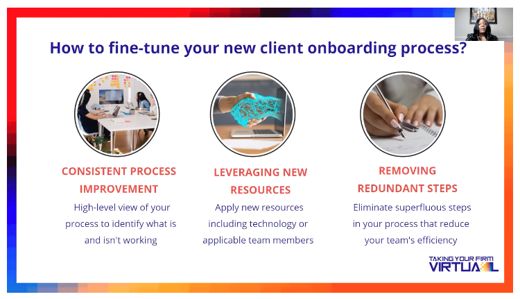TaxPracticeNews's tweet photo. Fine-tuning your client onboarding process could arguably be one of the most frustrating parts of implementing a new process, and @Gain_Traction did a great job of explaining the importance of this crucial step! #ConsistentImprovement #TYFV2020 #TakingYourFirmVirtual https://t.co/AsIweKsynO