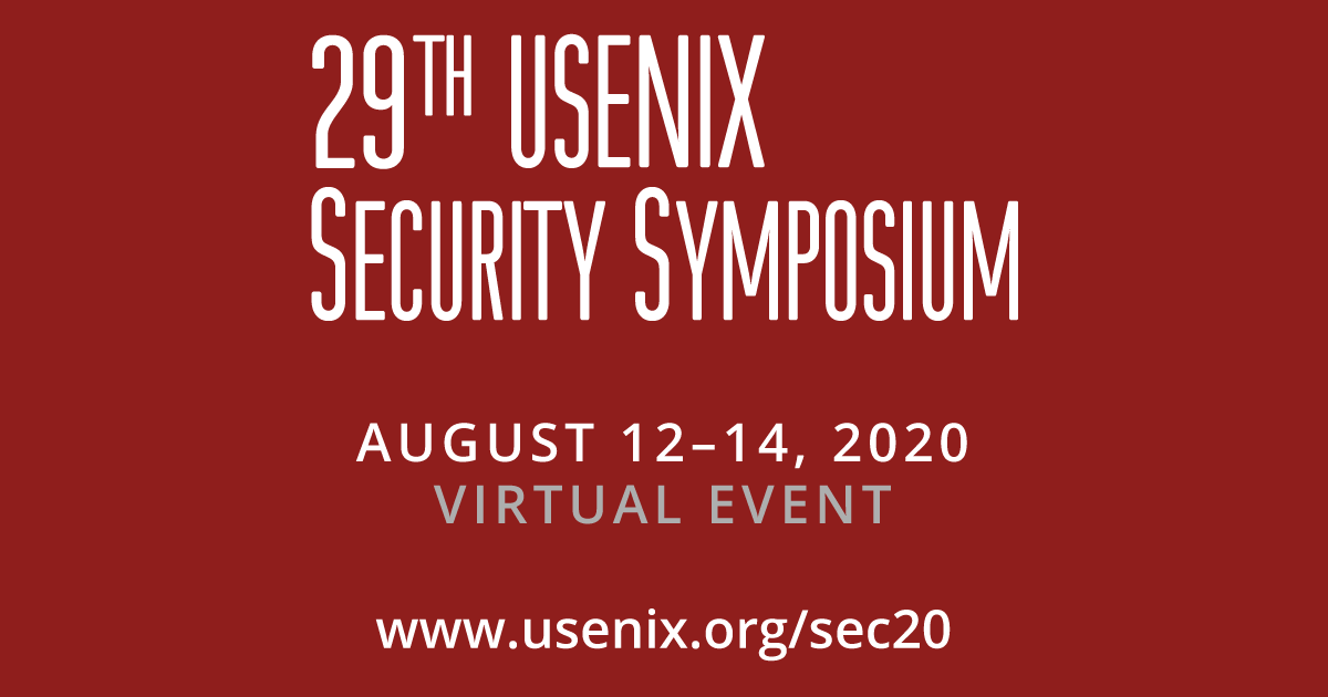 USENIXSecurity's tweet photo. USENIX Security '20 (https://t.co/FGZa97IT1b) and its co-located events are coming up, with SOUPS 2020 scheduled to start this Friday! Register today, and share this post to invite your colleagues to attend. #usesec20 #soups2020 #woot20 #cset20 #scainet20 #foci20 https://t.co/ev6OXfeFEF